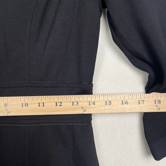 Ponte Knit White House Black Market Black Dress, Military Goldtone Buttons, Sz 2 - Picture 15 of 16
